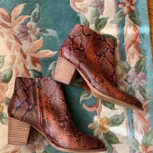 Madewell Red Snake Print Ankle Boots